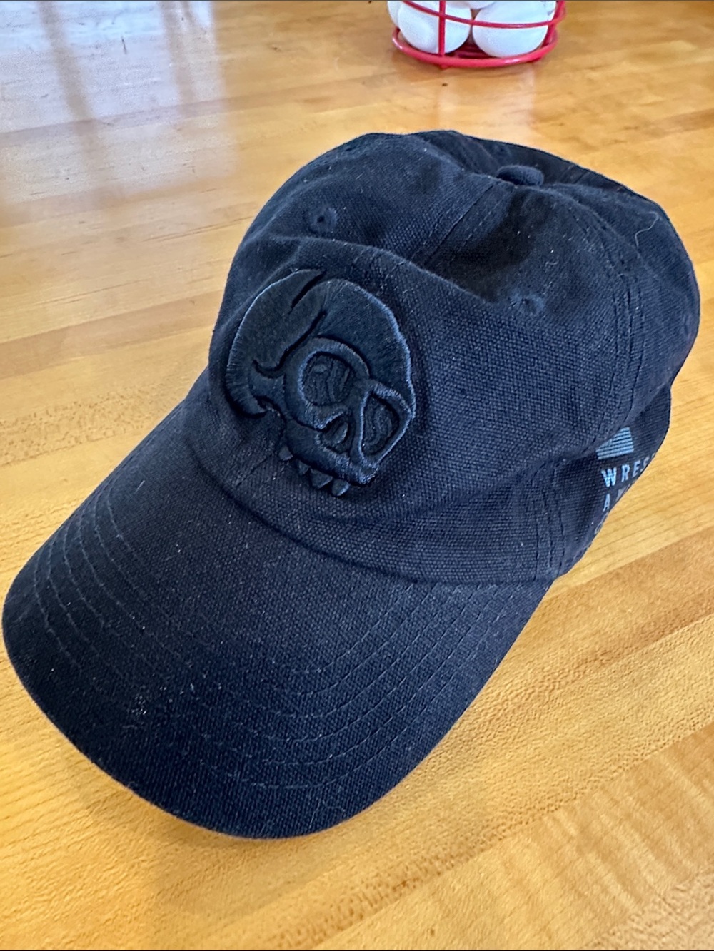 Rudis Wrestling Black Embroidered Skull Baseball Cap